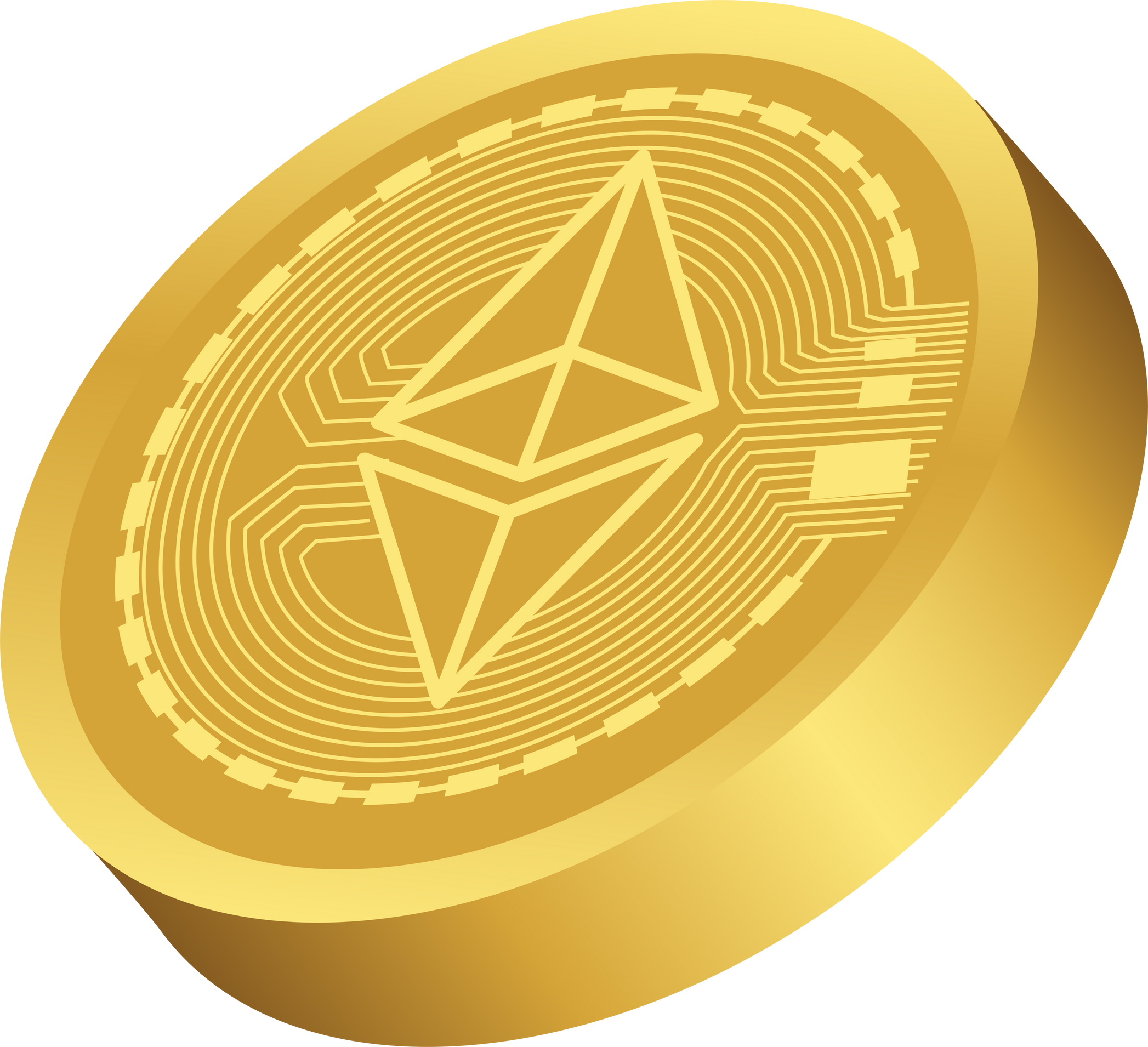 3D ethereum coin side view